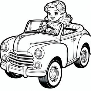fille dans une voiture ancienne