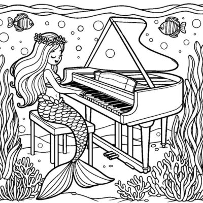 Sirène qui joue du piano